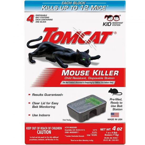 Tomcat Mouse Killer Disposable Station for Indoor Use - Child Resistant 4 Stations